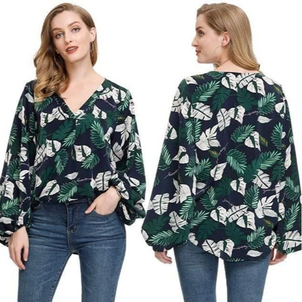 NEW NWT Multicolored Sz Small Casual or Dress Roomy Long Sleeve Popover Blouse